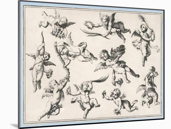 Selection of Cherubs in Various Positions-null-Mounted Art Print