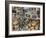 Selection of Corsican sausages and hams for sale at open-air market in Place Foch, Ajaccio-David Tomlinson-Framed Photographic Print