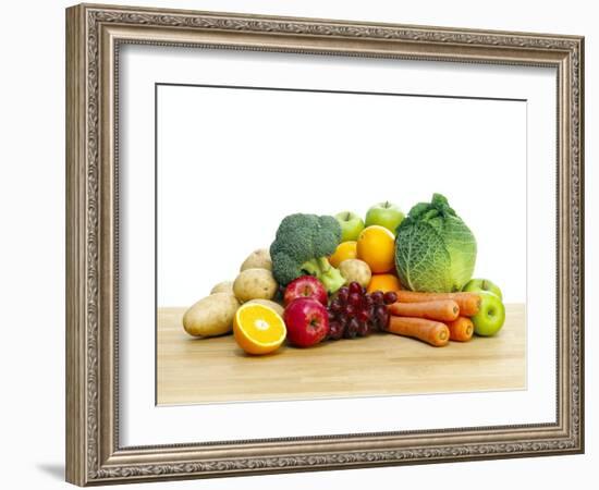 Selection of Fresh Fruit And Vegetables-Mark Sykes-Framed Photographic Print