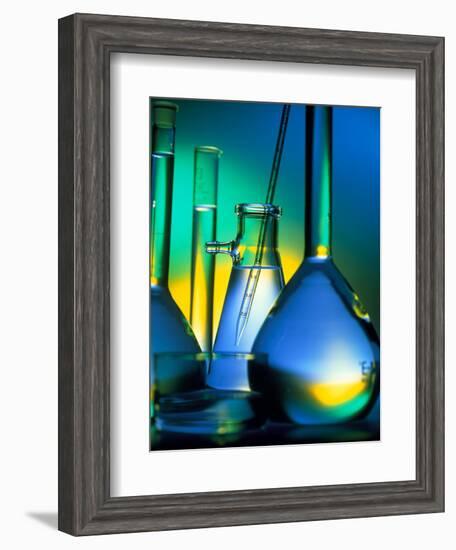 Selection of Glassware Used In Chemical Research-Tek Image-Framed Premium Photographic Print