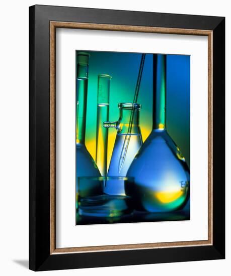 Selection of Glassware Used In Chemical Research-Tek Image-Framed Premium Photographic Print