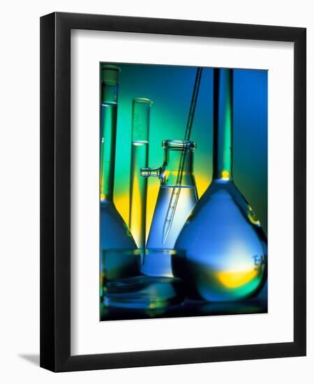 Selection of Glassware Used In Chemical Research-Tek Image-Framed Premium Photographic Print