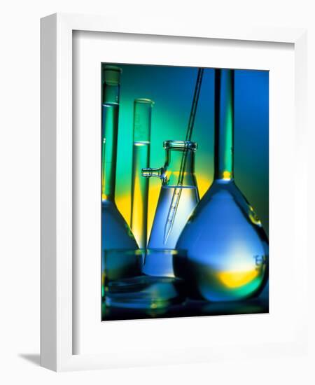 Selection of Glassware Used In Chemical Research-Tek Image-Framed Premium Photographic Print