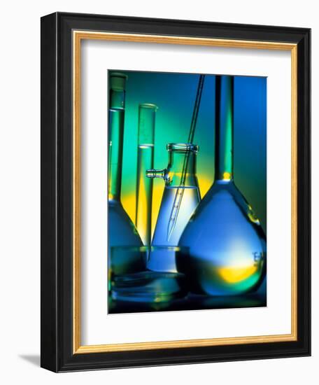 Selection of Glassware Used In Chemical Research-Tek Image-Framed Premium Photographic Print