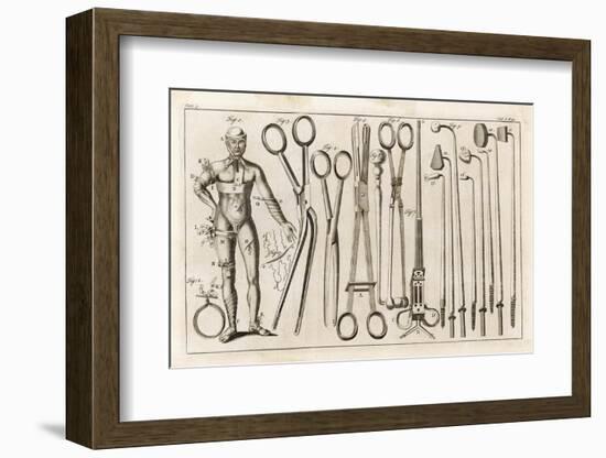 Selection of Medical Appliances Including Forceps and a Hook to Extract Bullets-Heister-Framed Photographic Print