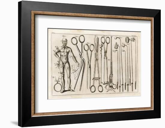 Selection of Medical Appliances Including Forceps and a Hook to Extract Bullets-Heister-Framed Photographic Print