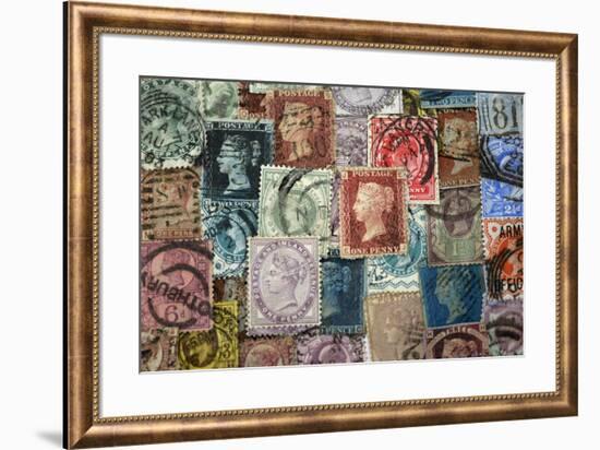 Selection of old British Stamps-Tom Quartermaine-Framed Giclee Print