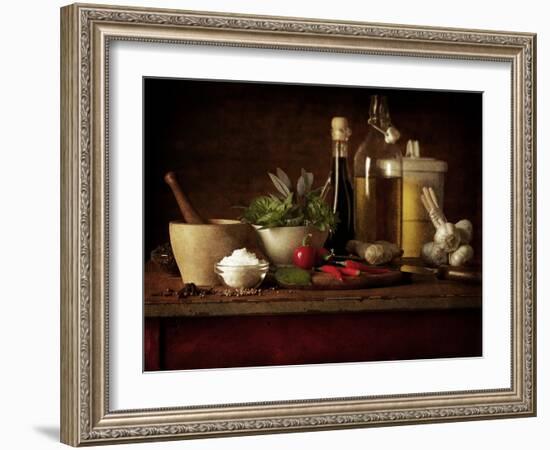 Selection of Spicey Ingredients and Herbs Used in Cooking-Steve Lupton-Framed Photographic Print