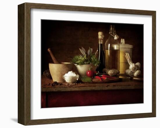 Selection of Spicey Ingredients and Herbs Used in Cooking-Steve Lupton-Framed Photographic Print