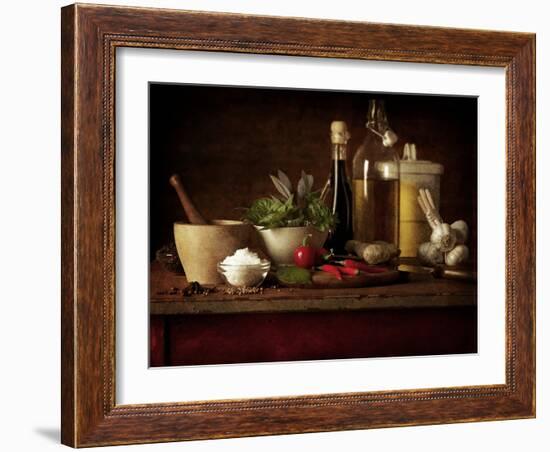 Selection of Spicey Ingredients and Herbs Used in Cooking-Steve Lupton-Framed Photographic Print