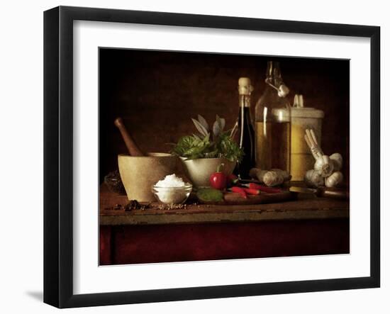 Selection of Spicey Ingredients and Herbs Used in Cooking-Steve Lupton-Framed Photographic Print