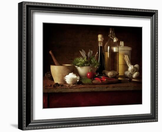 Selection of Spicey Ingredients and Herbs Used in Cooking-Steve Lupton-Framed Photographic Print