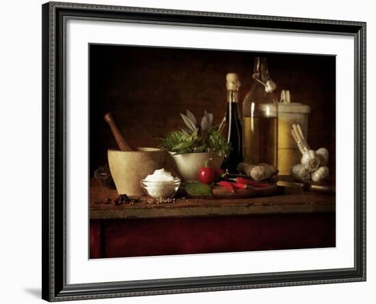 Selection of Spicey Ingredients and Herbs Used in Cooking-Steve Lupton-Framed Photographic Print