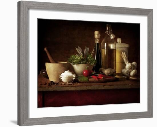 Selection of Spicey Ingredients and Herbs Used in Cooking-Steve Lupton-Framed Photographic Print