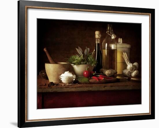 Selection of Spicey Ingredients and Herbs Used in Cooking-Steve Lupton-Framed Photographic Print