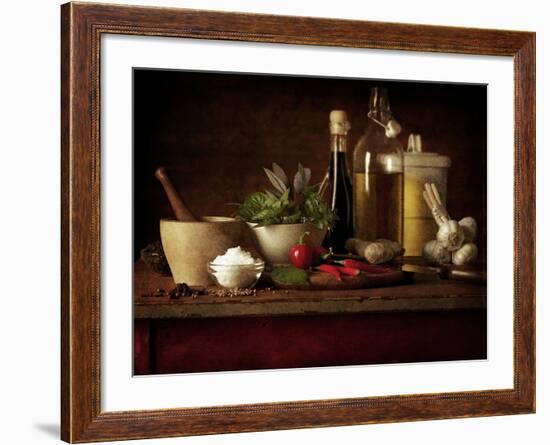 Selection of Spicey Ingredients and Herbs Used in Cooking-Steve Lupton-Framed Photographic Print