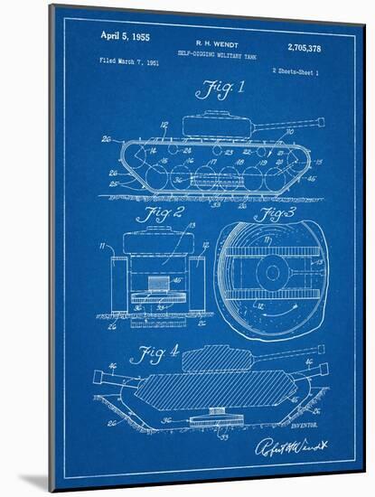 Self Digging Military Tank Patent-null-Mounted Art Print