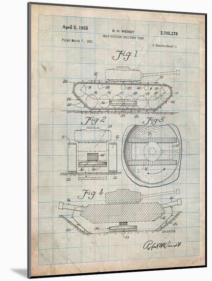 Self Digging Military Tank Patent-Cole Borders-Mounted Art Print