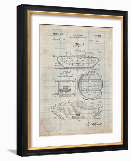 Self Digging Military Tank Patent-Cole Borders-Framed Art Print