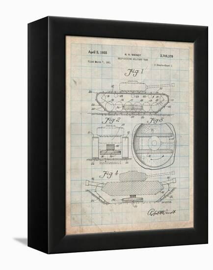 Self Digging Military Tank Patent-Cole Borders-Framed Stretched Canvas