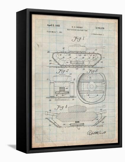 Self Digging Military Tank Patent-Cole Borders-Framed Stretched Canvas
