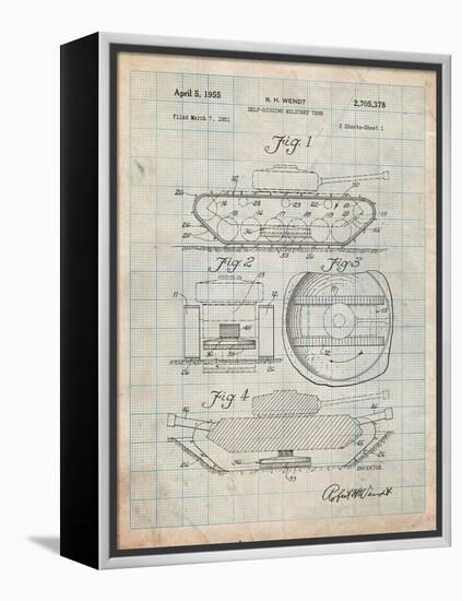 Self Digging Military Tank Patent-Cole Borders-Framed Stretched Canvas