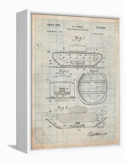 Self Digging Military Tank Patent-Cole Borders-Framed Stretched Canvas