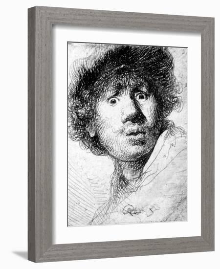 Self Portrait, 1630 (Etching)-Rembrandt van Rijn-Framed Giclee Print