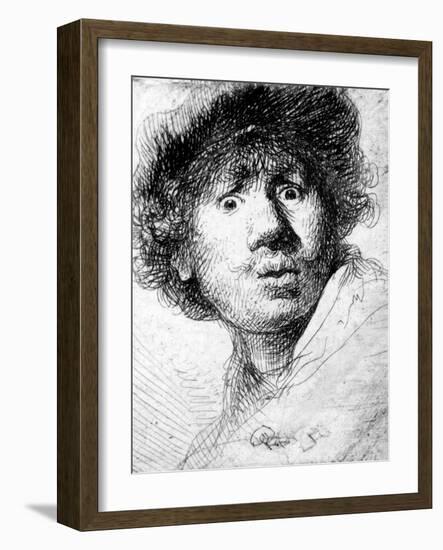 Self Portrait, 1630 (Etching)-Rembrandt van Rijn-Framed Giclee Print