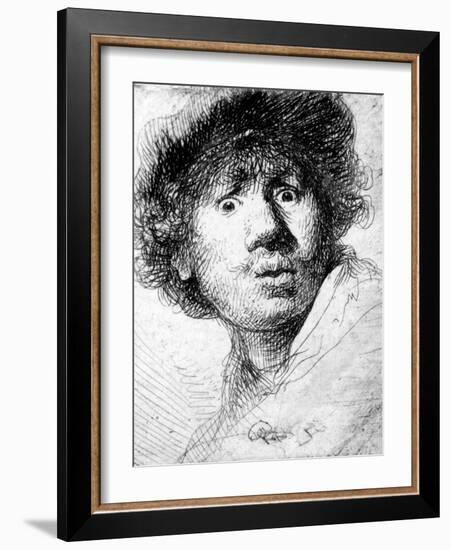 Self Portrait, 1630 (Etching)-Rembrandt van Rijn-Framed Giclee Print