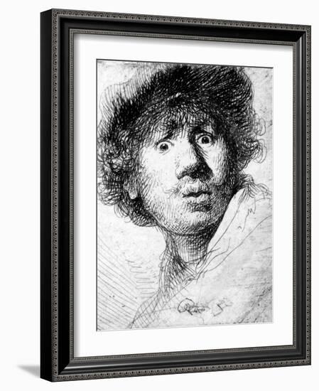 Self Portrait, 1630 (Etching)-Rembrandt van Rijn-Framed Giclee Print