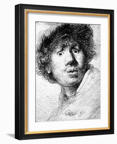 Self Portrait, 1630 (Etching)-Rembrandt van Rijn-Framed Giclee Print