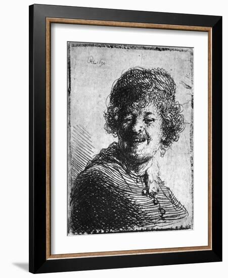 Self-Portrait, 1630 (Etching)-Rembrandt van Rijn-Framed Giclee Print