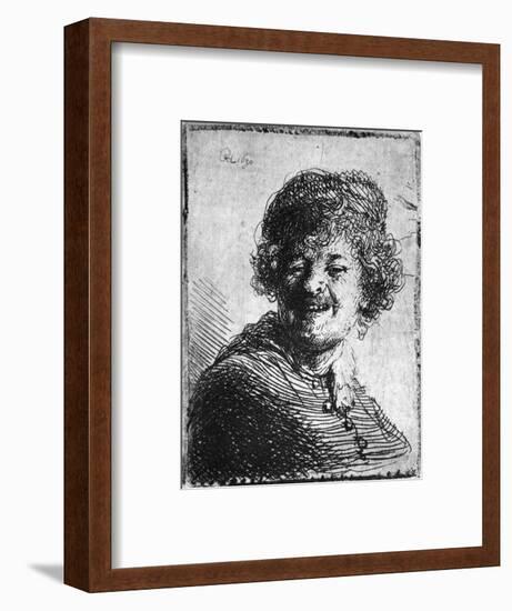 Self-Portrait, 1630 (Etching)-Rembrandt van Rijn-Framed Premium Giclee Print