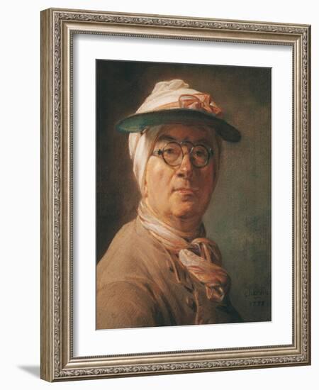 Self Portrait, 1775-Jean-Baptiste Simeon Chardin-Framed Giclee Print