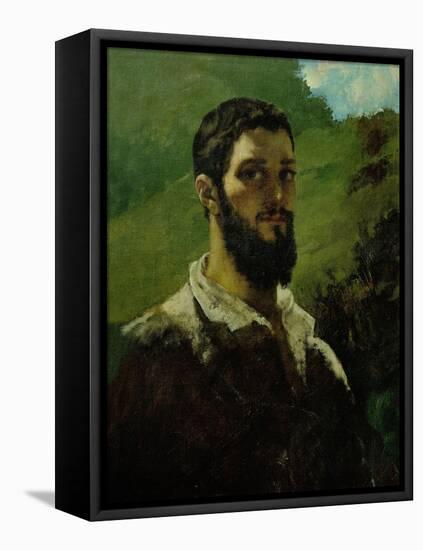 Self-Portrait, 1850-1853-Gustave Courbet-Framed Premier Image Canvas