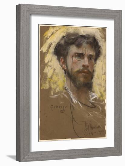 Self-Portrait, 1877 (Pastel and Gouache)-Francesco Paolo Michetti-Framed Giclee Print