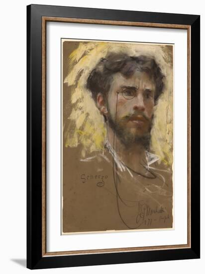 Self-Portrait, 1877 (Pastel and Gouache)-Francesco Paolo Michetti-Framed Giclee Print