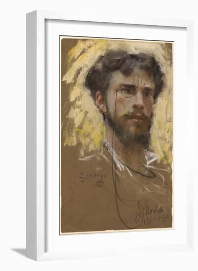 Self-Portrait, 1877 (Pastel and Gouache)-Francesco Paolo Michetti-Framed Giclee Print