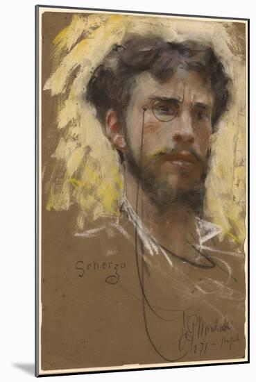 Self-Portrait, 1877 (Pastel and Gouache)-Francesco Paolo Michetti-Mounted Giclee Print