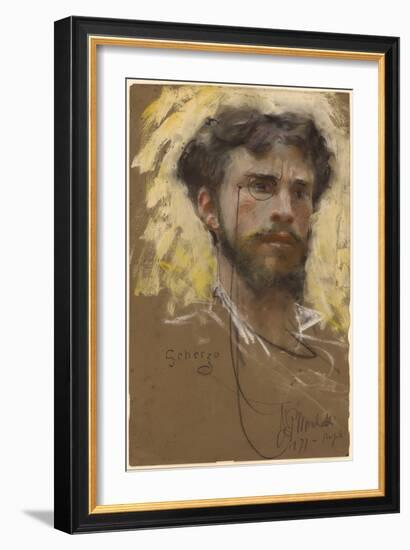 Self-Portrait, 1877 (Pastel and Gouache)-Francesco Paolo Michetti-Framed Giclee Print