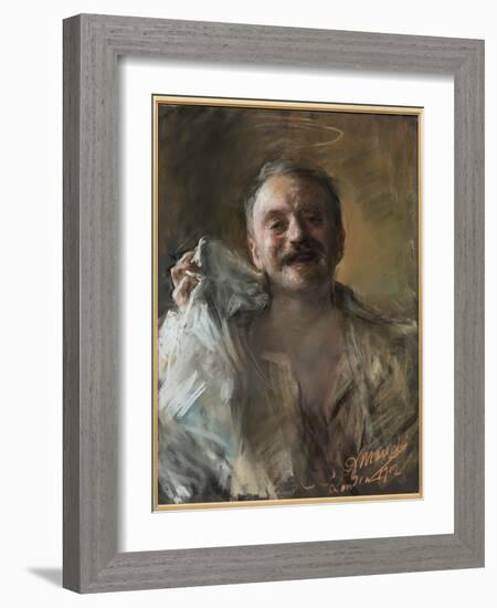 Self Portrait, 1902 (W/C & Pastel Chalk on Paper)-Antonio Mancini-Framed Giclee Print