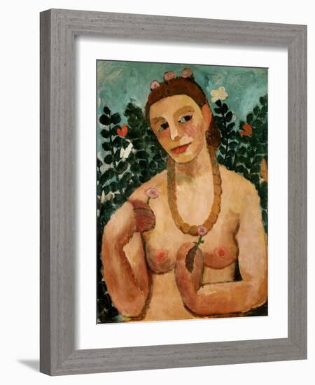 Self portrait 1906, Semi-nude with amber necklace-Paula Modersohn-Becker-Framed Giclee Print