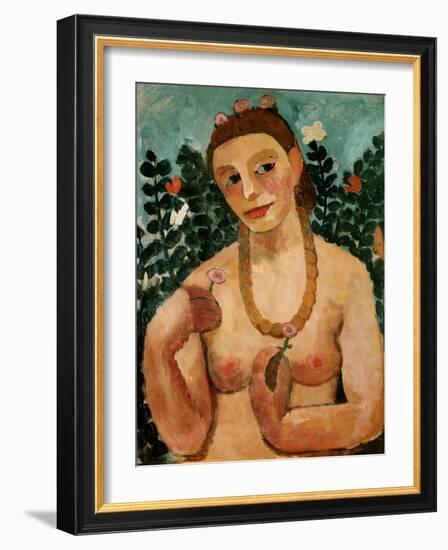Self portrait 1906, Semi-nude with amber necklace-Paula Modersohn-Becker-Framed Giclee Print