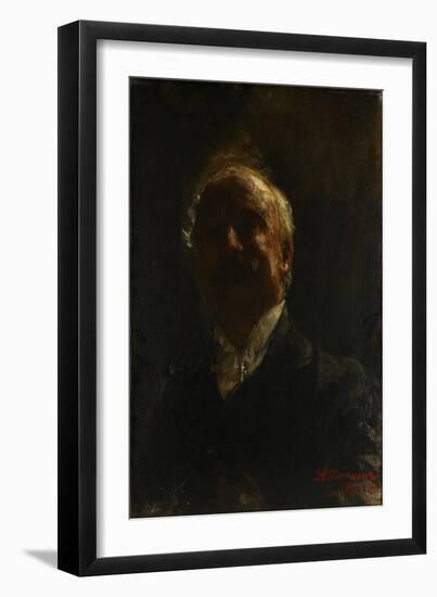 Self-Portrait, 1910 (Oil on Canvas)-Antonio Mancini-Framed Giclee Print