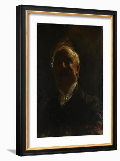 Self-Portrait, 1910 (Oil on Canvas)-Antonio Mancini-Framed Giclee Print