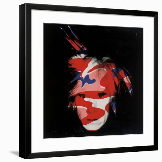 Self-Portrait, 1986 (red, white and blue camo)-Andy Warhol-Framed Art Print