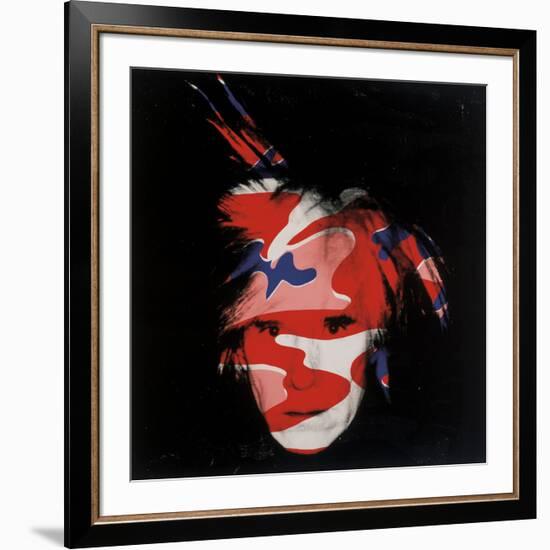 Self-Portrait, 1986 (red, white and blue camo)-Andy Warhol-Framed Art Print