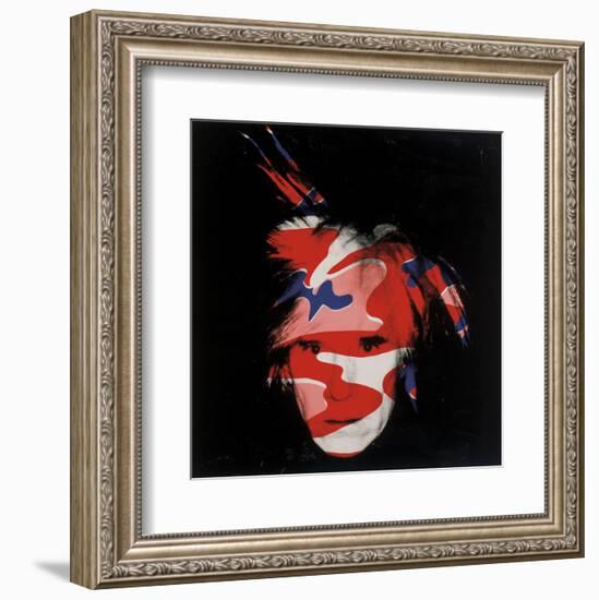 Self-Portrait, 1986 (red, white and blue camo)-Andy Warhol-Framed Art Print