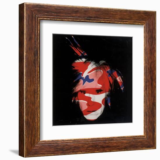 Self-Portrait, 1986 (red, white and blue camo)-Andy Warhol-Framed Art Print